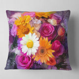 Bouquet of Flowers Watercolor - Floral Throw Pillow
