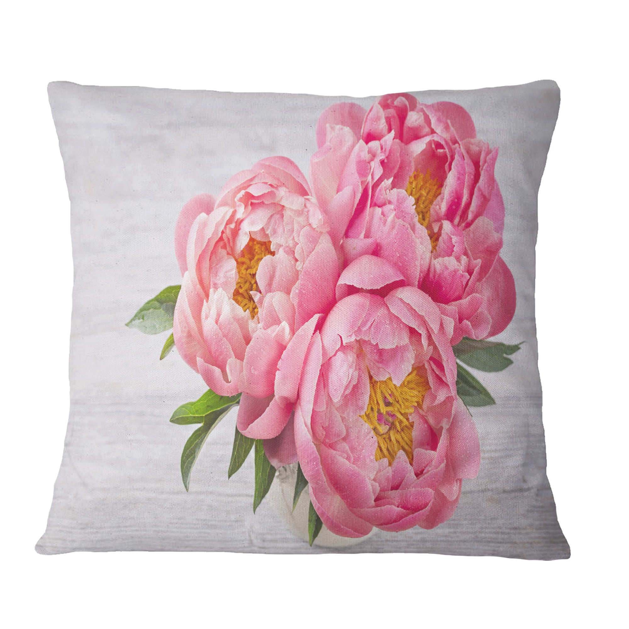 Bunch of Peony Flowers In Vase - Floral Throw Pillow