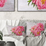 Bunch of Peony Flowers In Vase - Floral Throw Pillow