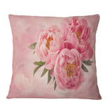 Peony Flowers in Vase on Pink - Floral Throw Pillow