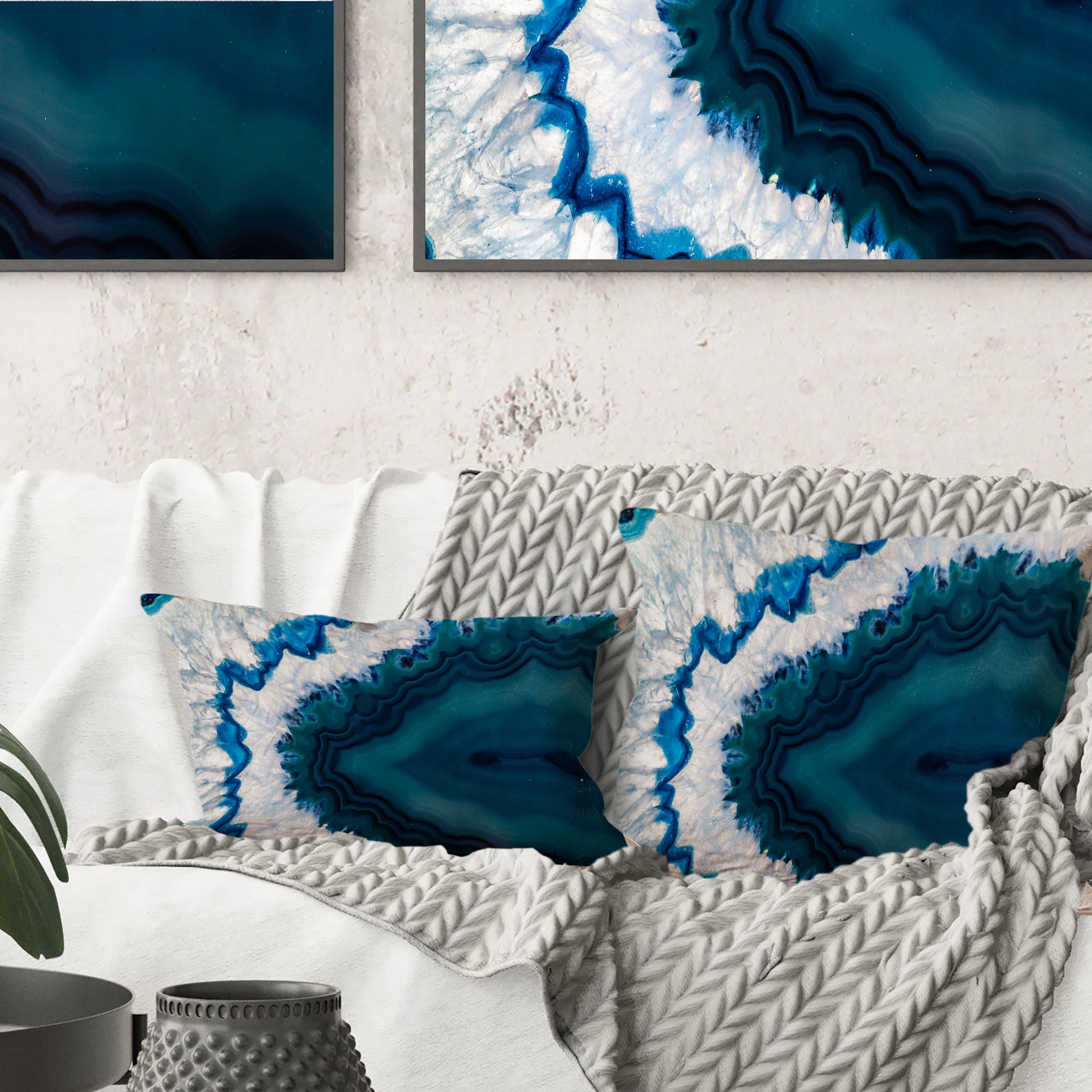 Blue Brazilian Geode - Abstract Throw Pillow