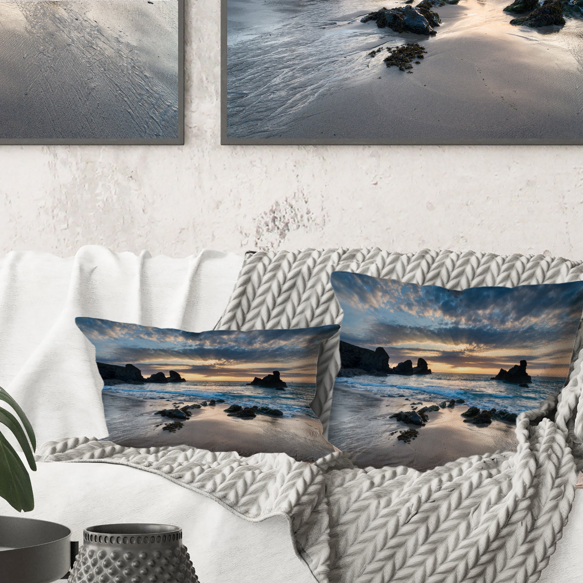 Beautiful Porthcothan Bay - Seashore Throw Pillow