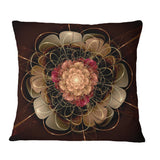 Dark Gold Red Fractal Flower Pattern - Floral Throw Pillow