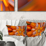 Massive Orange Fractal Flower - Floral Throw Pillow