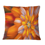 Massive Orange Fractal Flower - Floral Throw Pillow