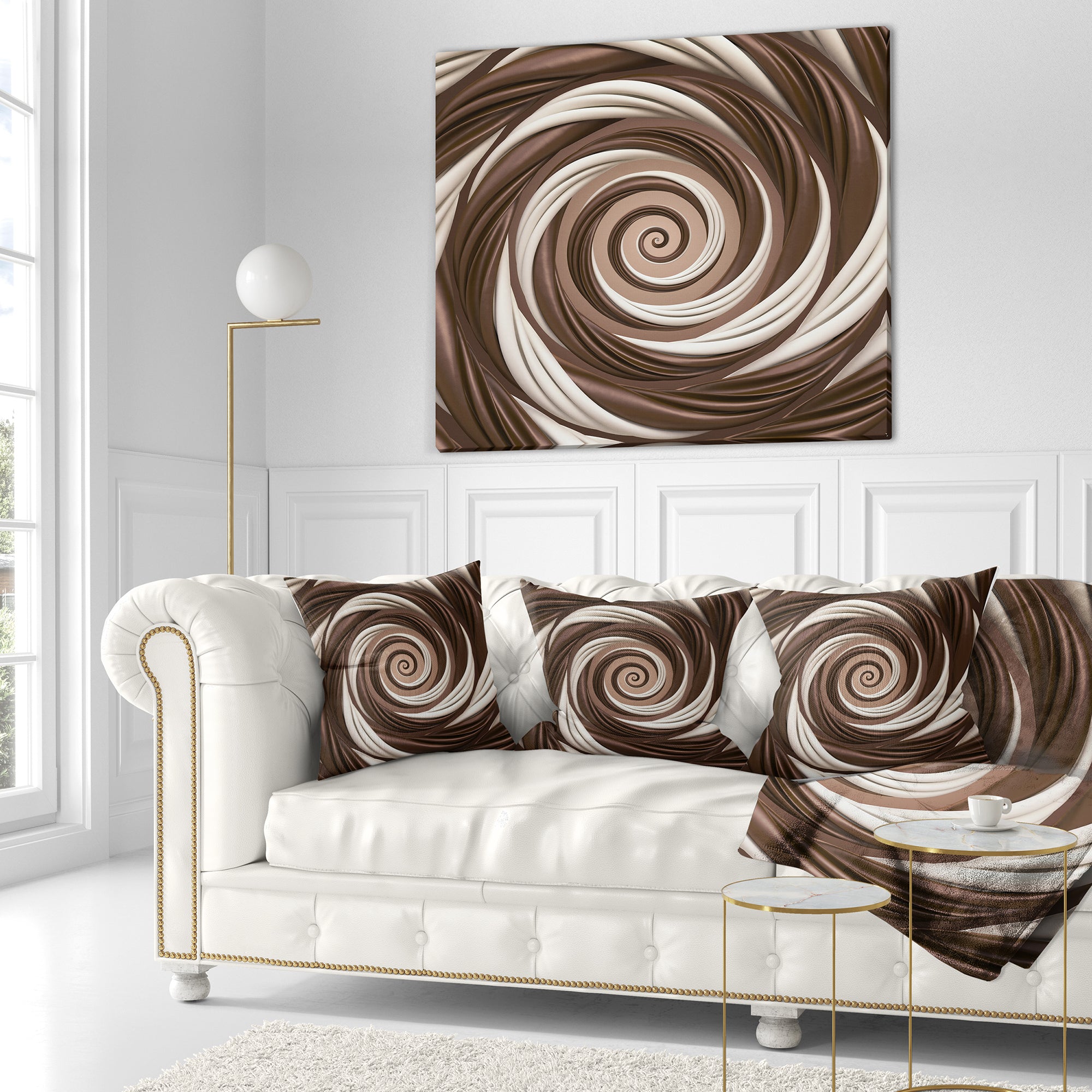 Chocolate and Milk Candy Spiral Design - Abstract Throw Pillow