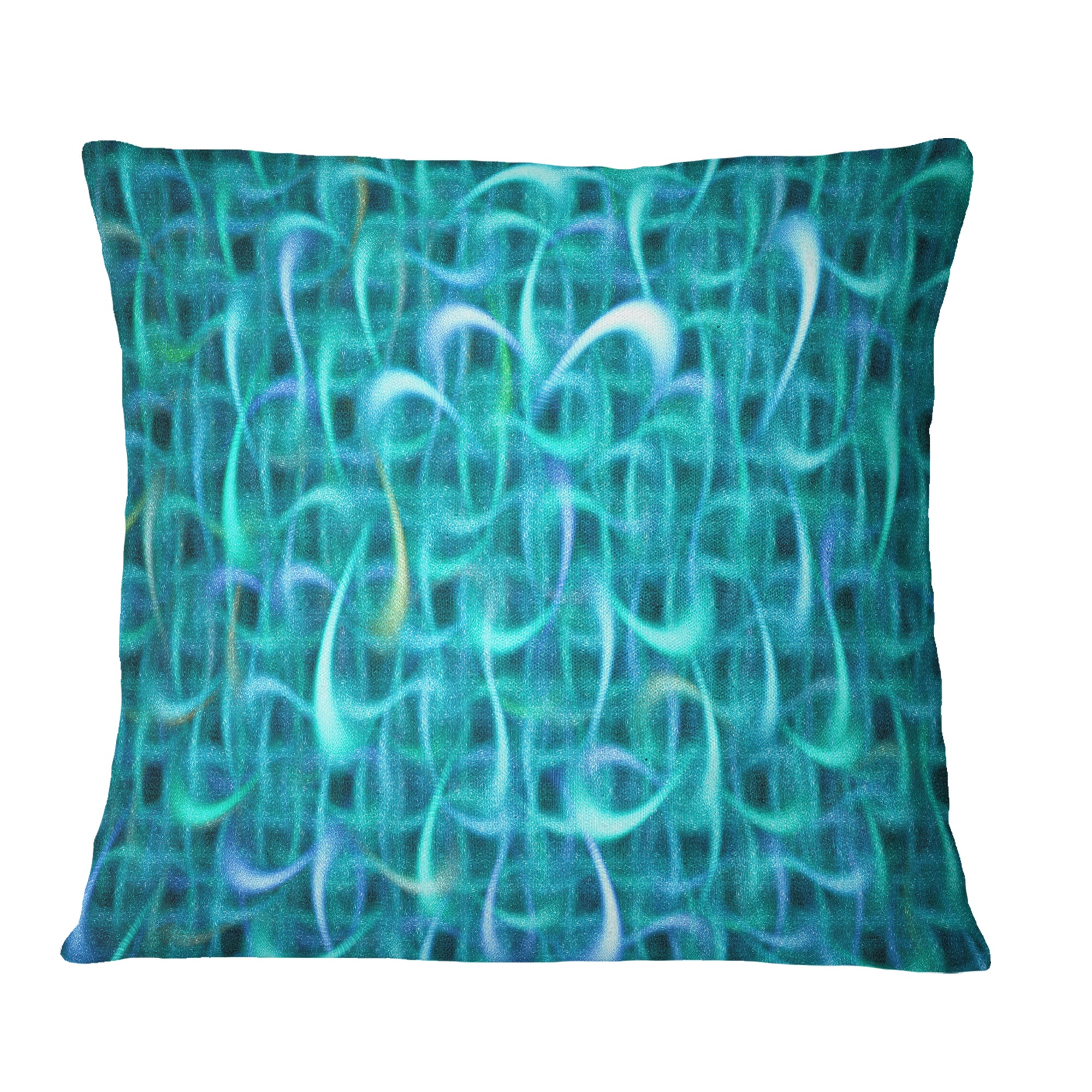 Turquoise Watercolor Fractal Pattern - Abstract Throw Pillow