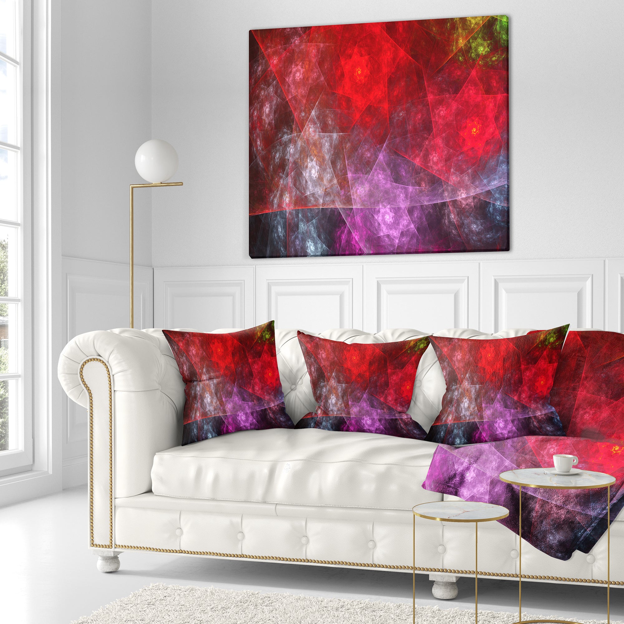Red Purple Symphony of Gems - Abstract Throw Pillow