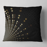 Gold Square Pixel Mosaic on Black - Abstract Throw Pillow