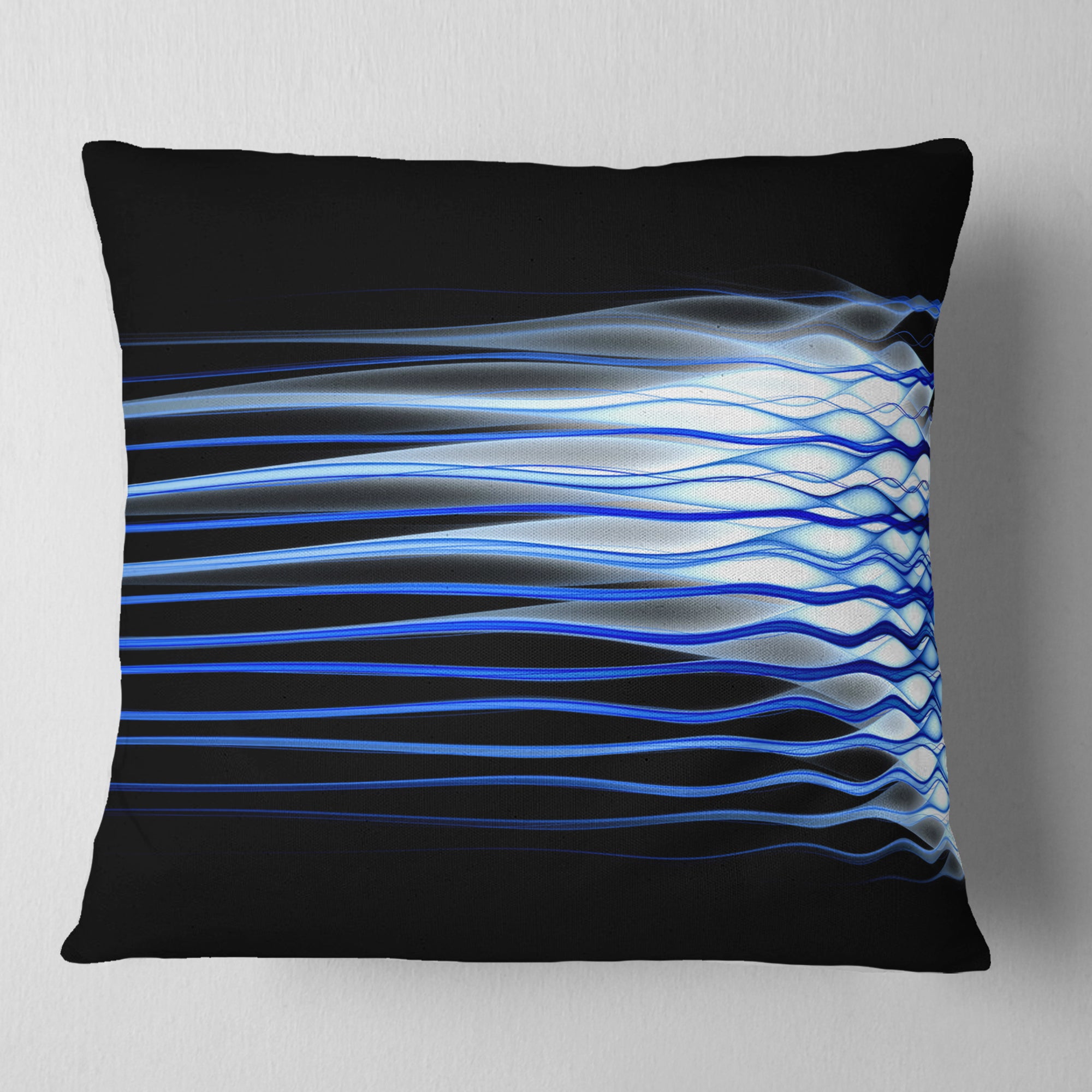 Dark Blue Fractal Waves - Abstract Throw Pillow