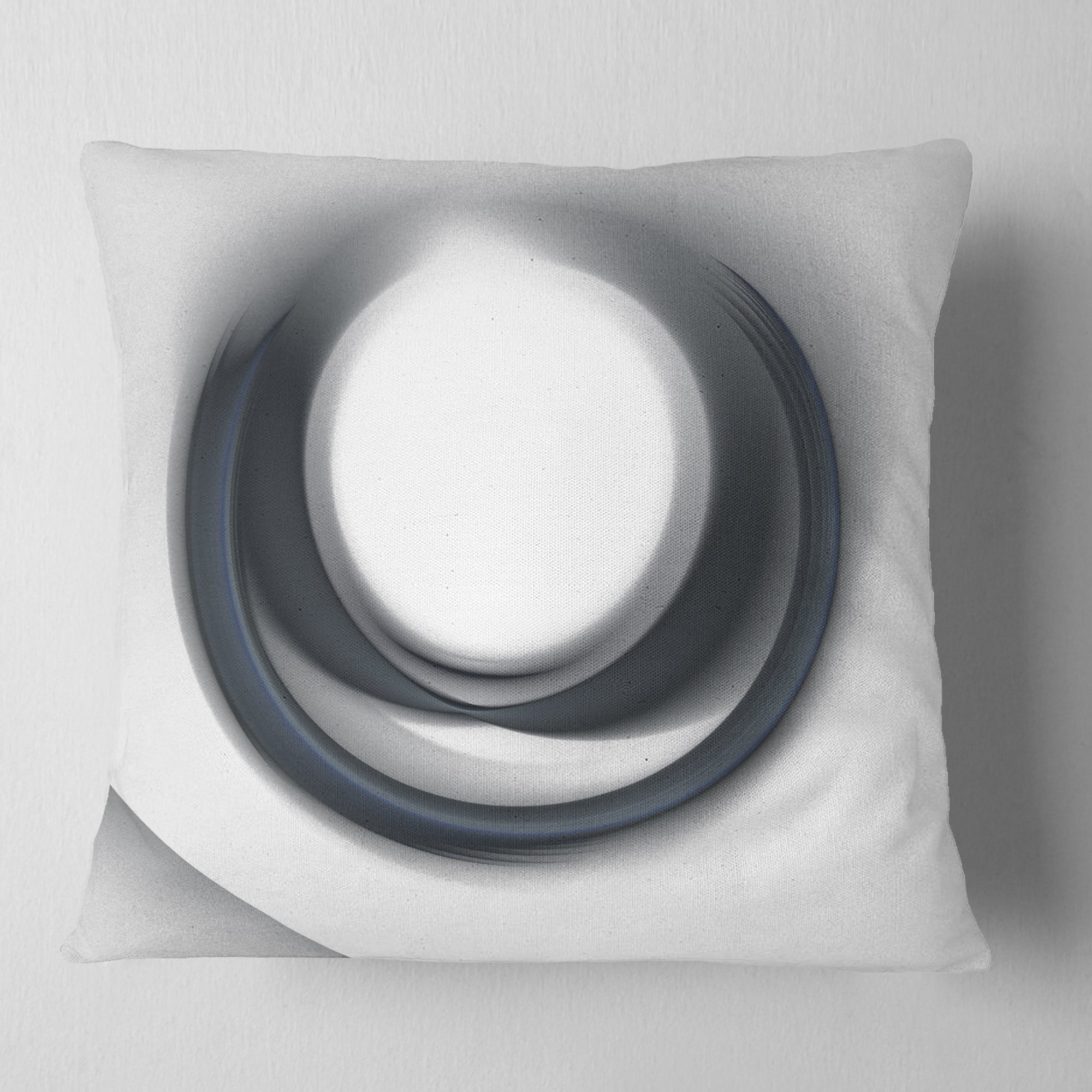 Large Fractal Black Circle on White - Abstract Throw Pillow