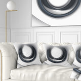 Large Fractal Black Circle on White - Abstract Throw Pillow
