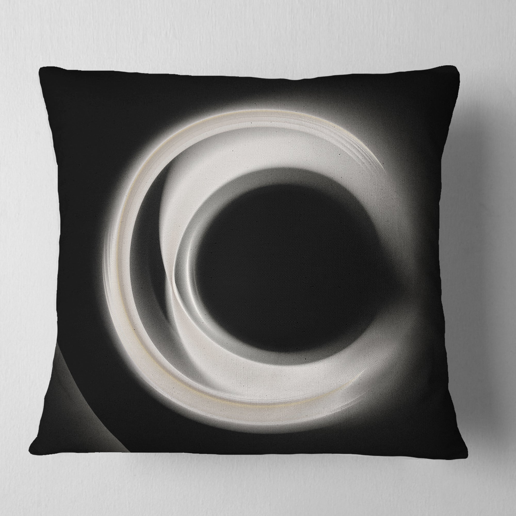 Fractal White on Black Background - Abstract Throw Pillow