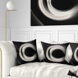 Fractal White on Black Background - Abstract Throw Pillow