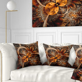 Dark Orange Fractal Flower - Abstract Throw Pillow