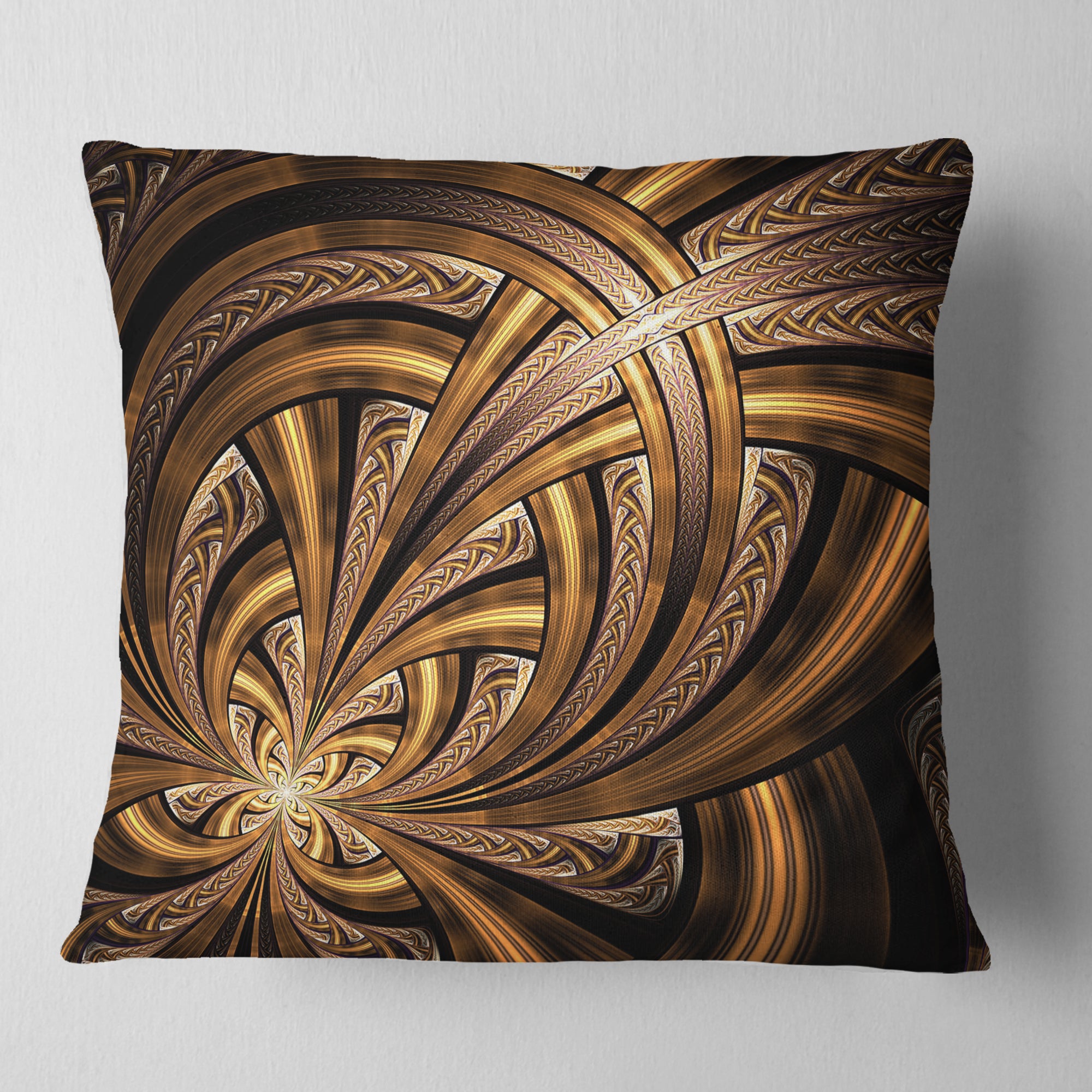 Dark Orange Fractal Flower - Abstract Throw Pillow