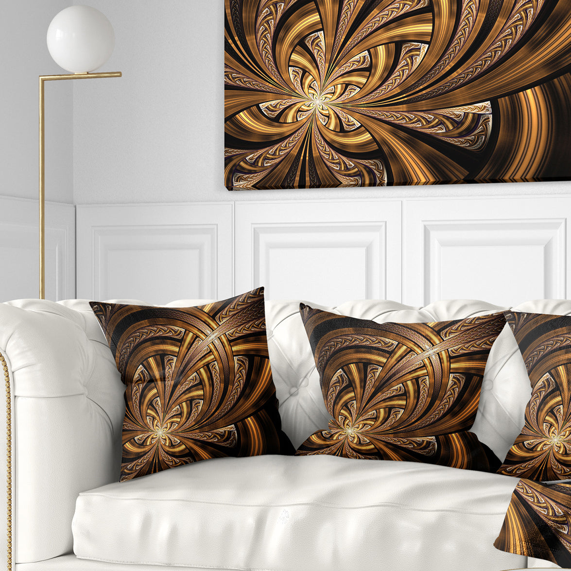 Dark Orange Fractal Flower - Abstract Throw Pillow