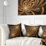 Dark Orange Fractal Flower - Abstract Throw Pillow