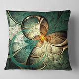 Dark Yellow Green Fractal Flower - Abstract Throw Pillow