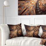 Brown Symmetrical Fractal Flower - Abstract Throw Pillow