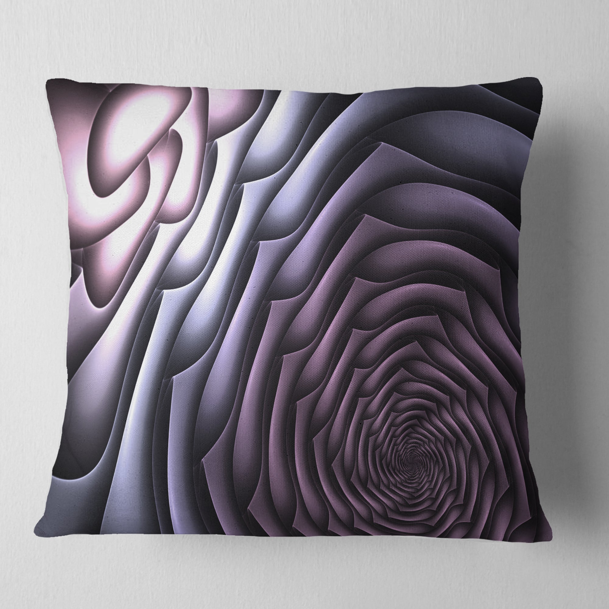 Purple Flower Shaped Fractal Art - Abstract Throw Pillow
