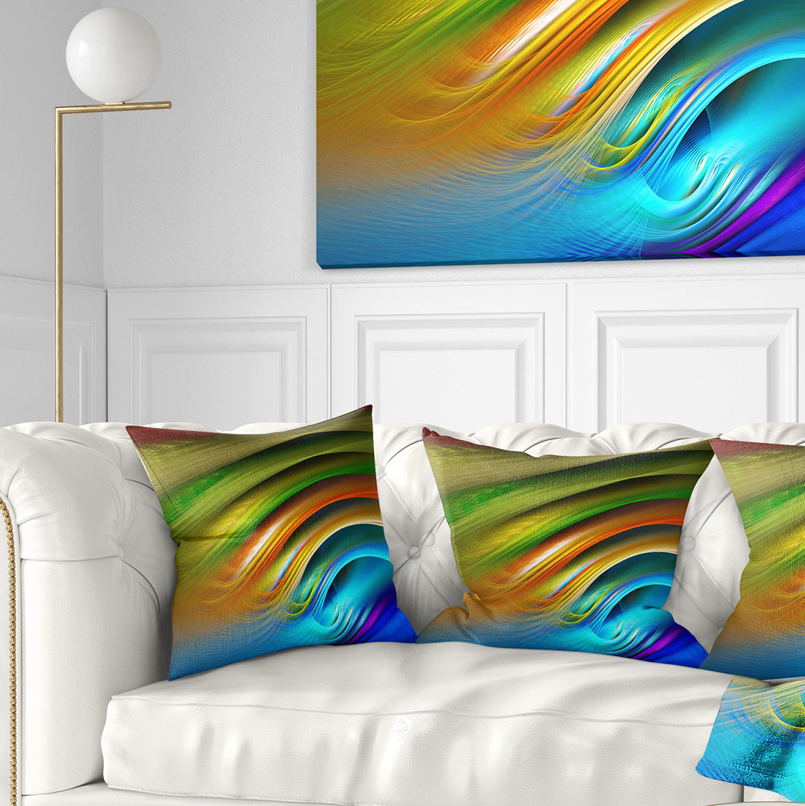 Colorful Fractal Water Ripples - Abstract Throw Pillow