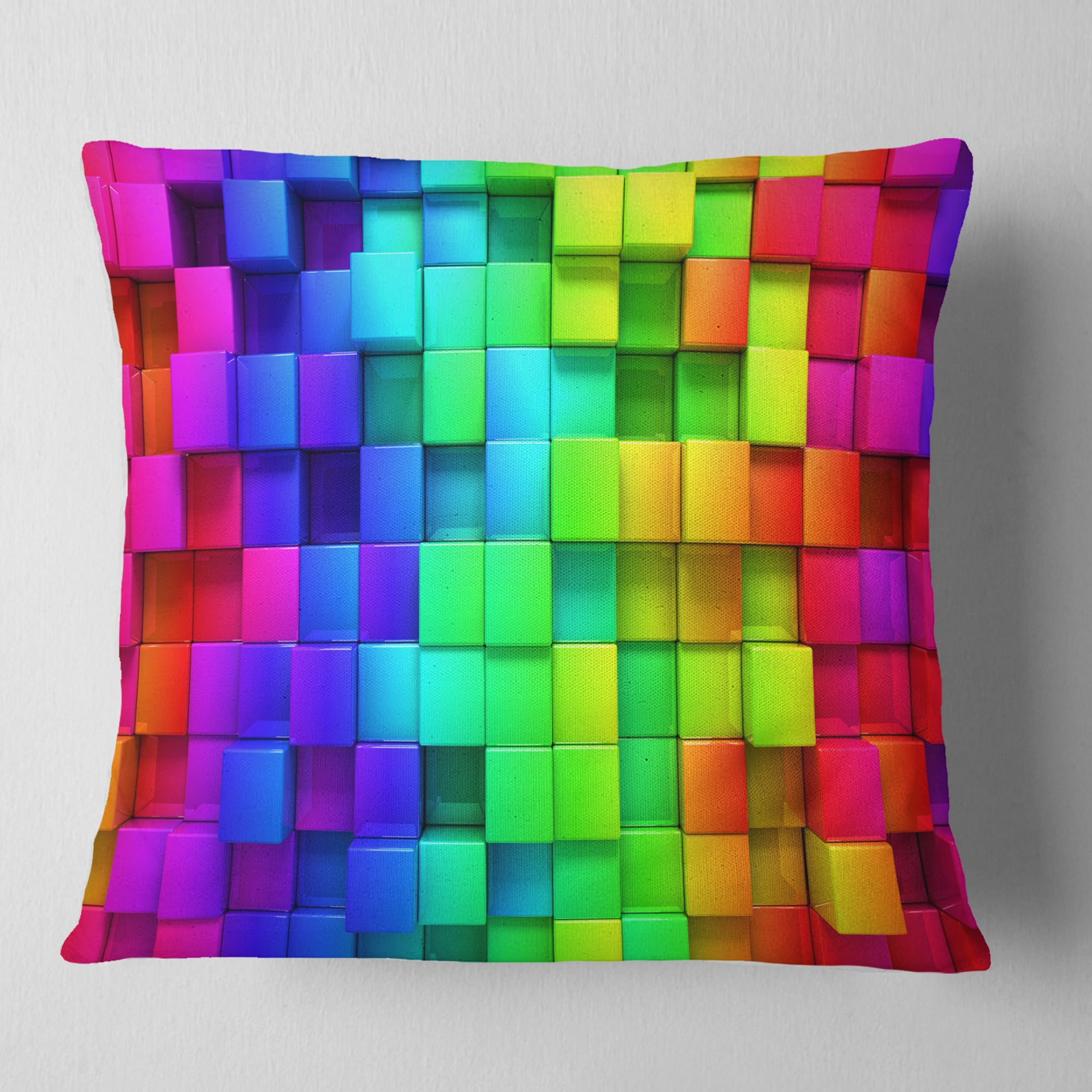 Rainbow of Colorful Boxes - Abstract Throw Pillow