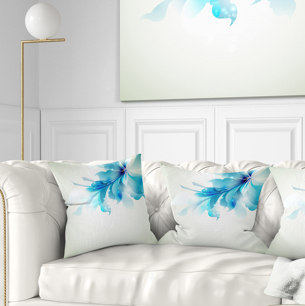 Tender Blue Abstract Flowers - Floral Throw Pillow
