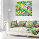 Tropical Leaves and Flowers - Floral Throw Pillow