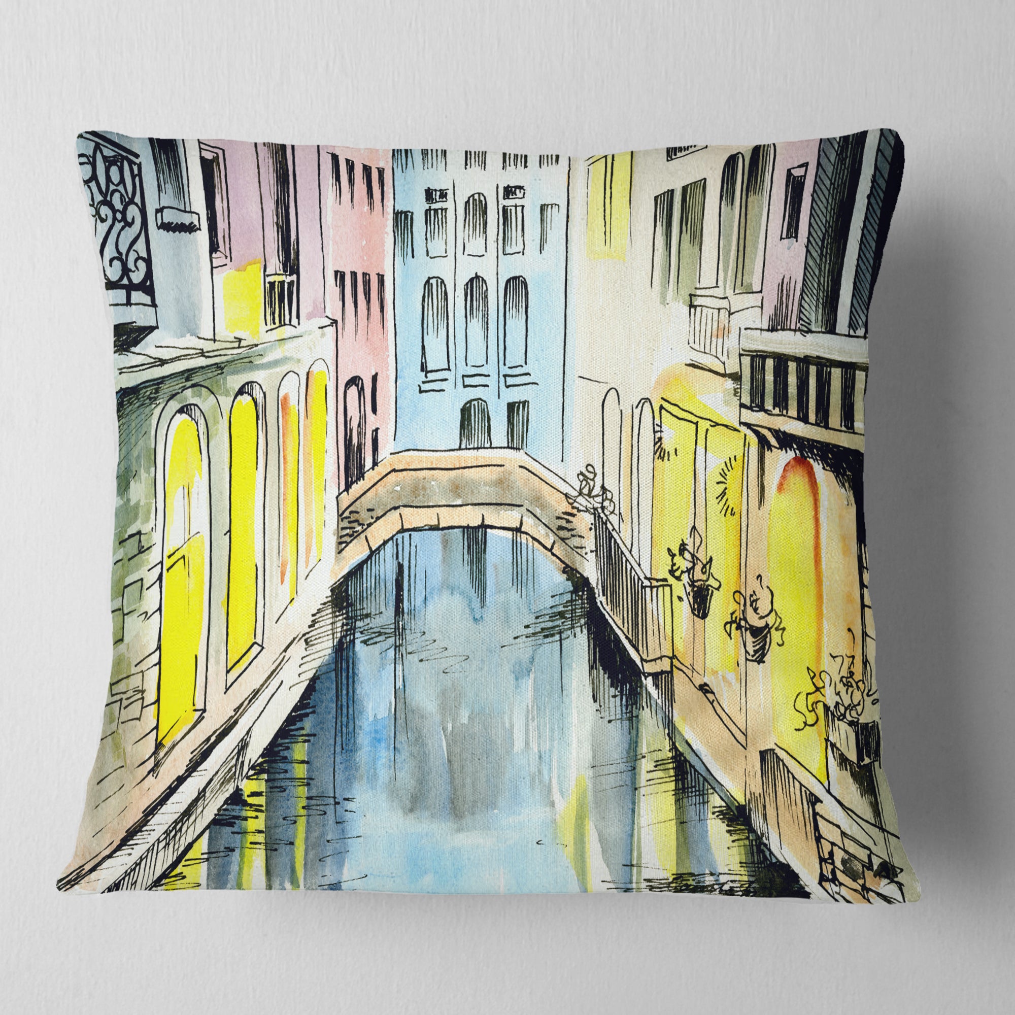 Canal in Venice - Cityscape Throw Pillow