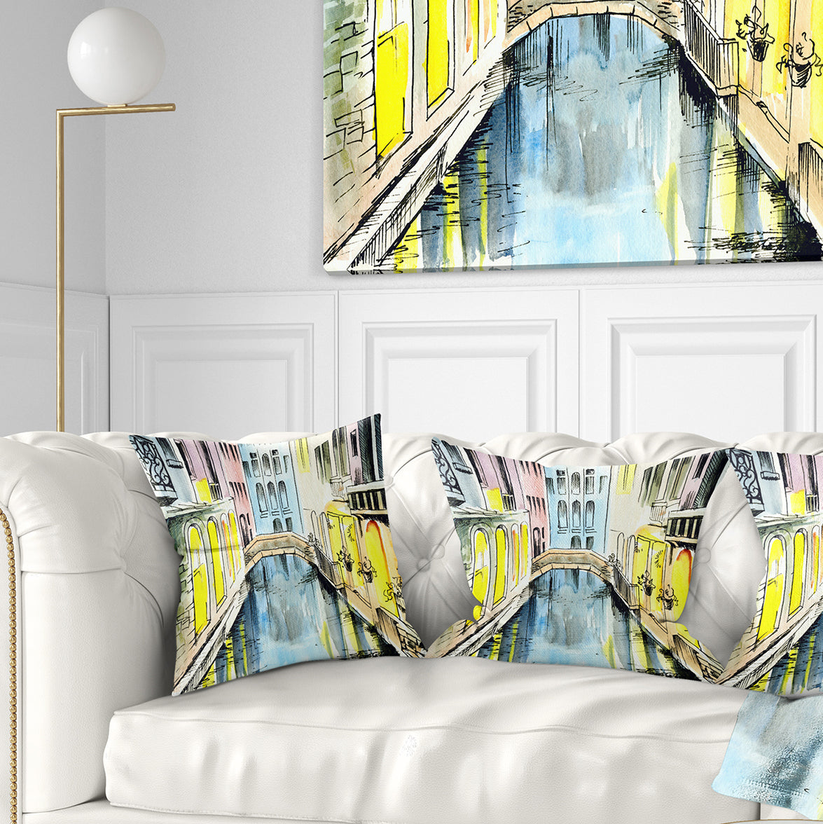 Canal in Venice - Cityscape Throw Pillow