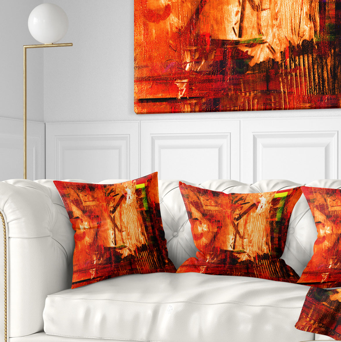 Abstract Fire Red - Abstract Throw Pillow