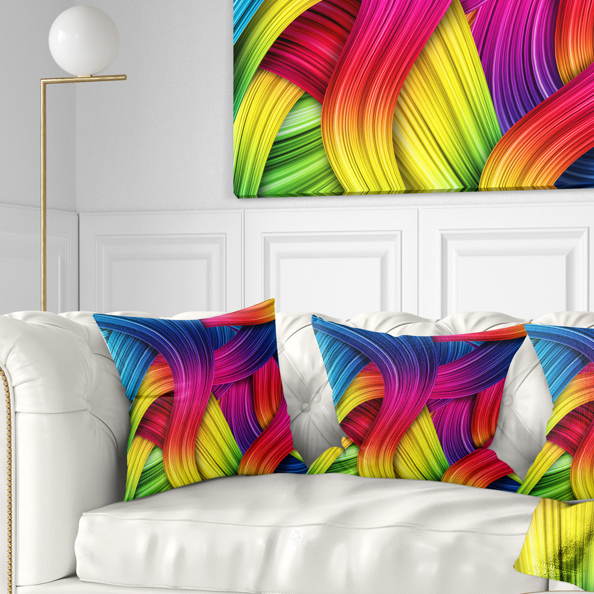 3D Rainbow Art - Abstract Throw Pillow