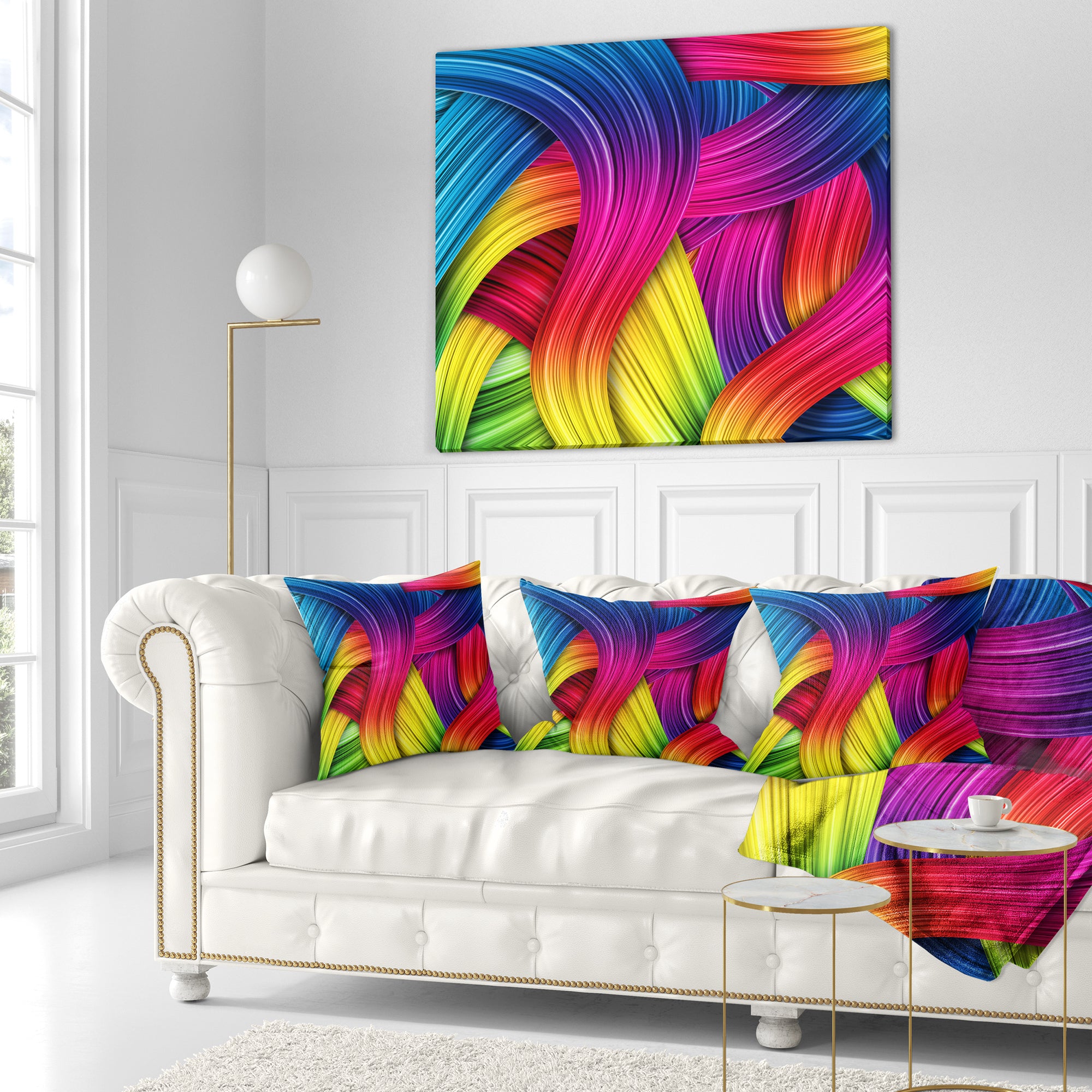 3D Rainbow Art - Abstract Throw Pillow