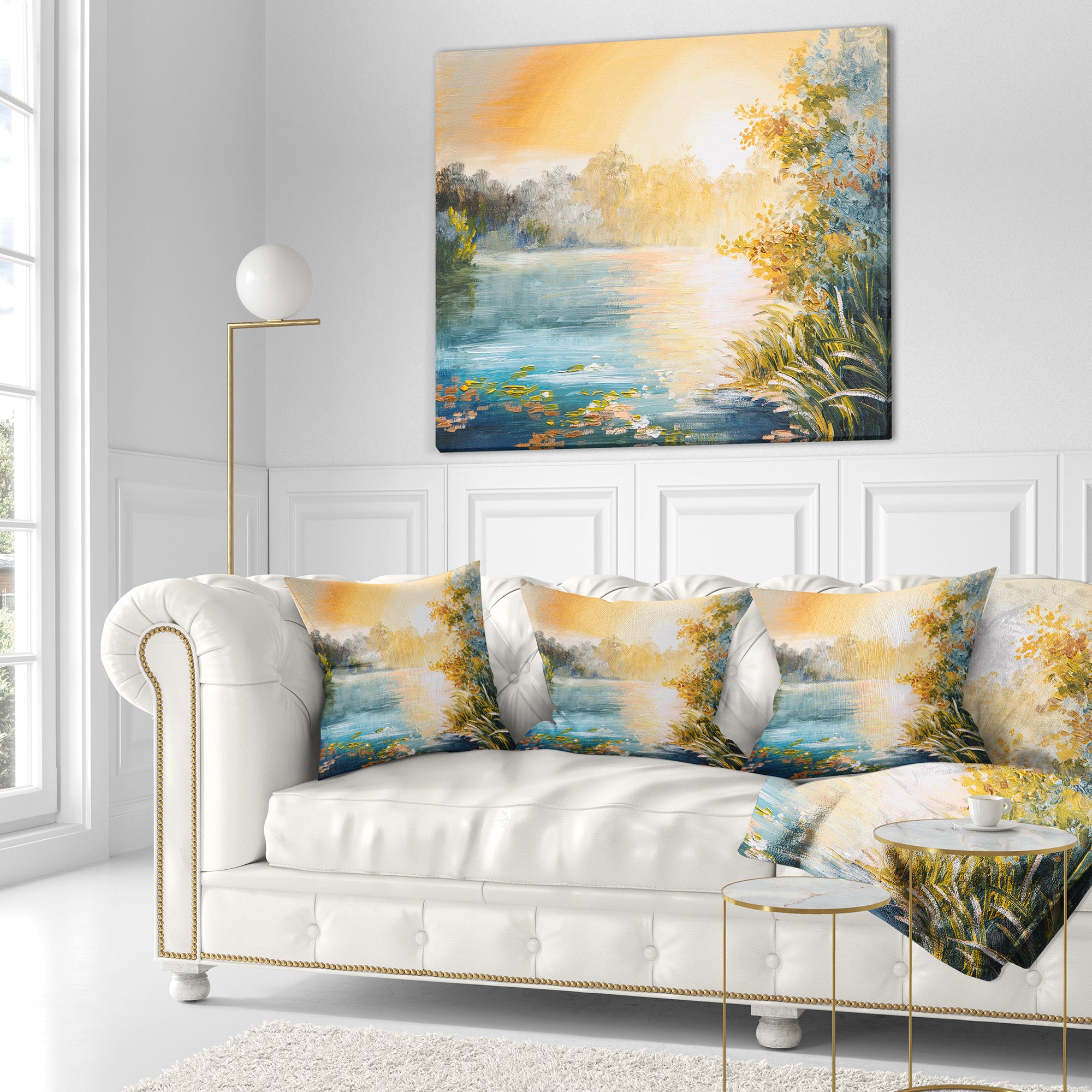 Sunset on the Lake - Landscape Printed Throw Pillow