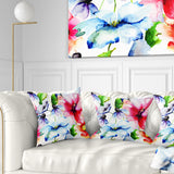 Watercolor Flowers Everywhere - Floral Throw Pillow