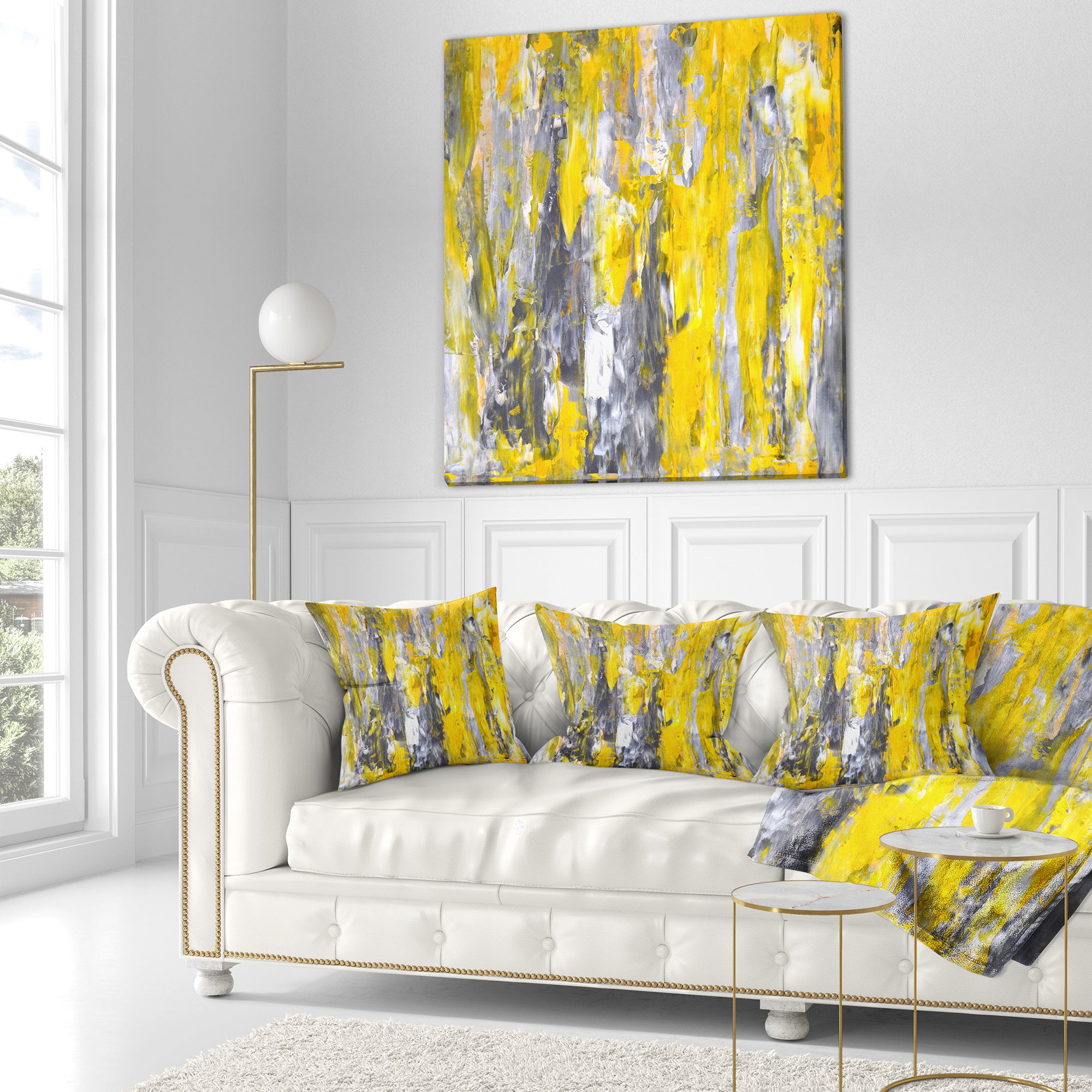 Grey and Yellow Abstract Pattern - Abstract Throw Pillow