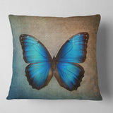 Blue Vintage Butterfly - Floral Throw Pillow