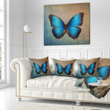 Blue Vintage Butterfly - Floral Throw Pillow