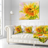 Sunflower Oil Painting - Floral Throw Pillow
