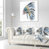 American Native Hat and Skull - Abstract Throw Pillow