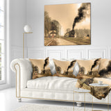Retro Steam Train - Landscape Photography Throw Pillow