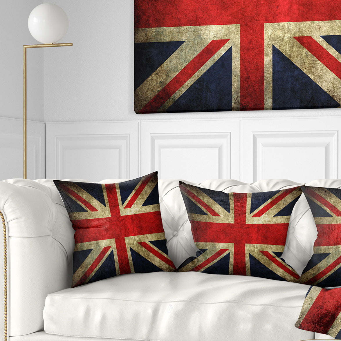 Vintage UK Flag - Contemporary Throw Pillow