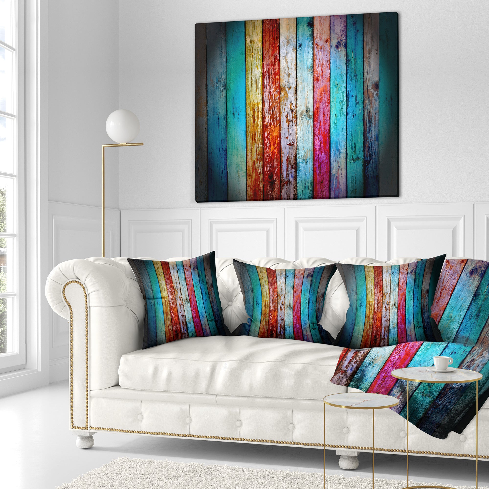 Vintage Wooden Pattern - Contemporary Throw Pillow