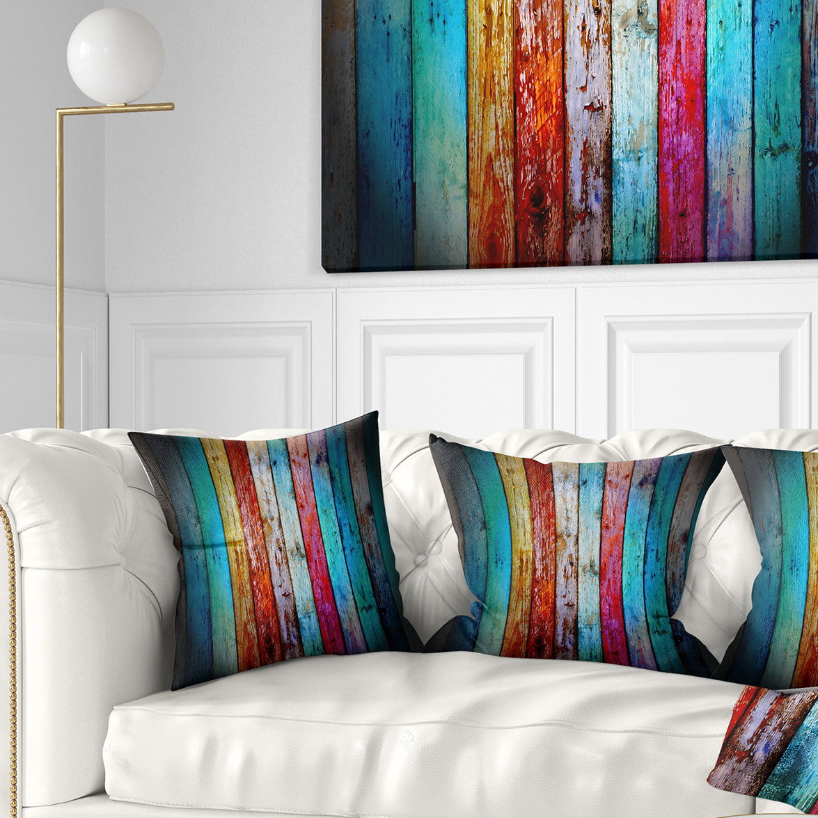 Vintage Wooden Pattern - Contemporary Throw Pillow