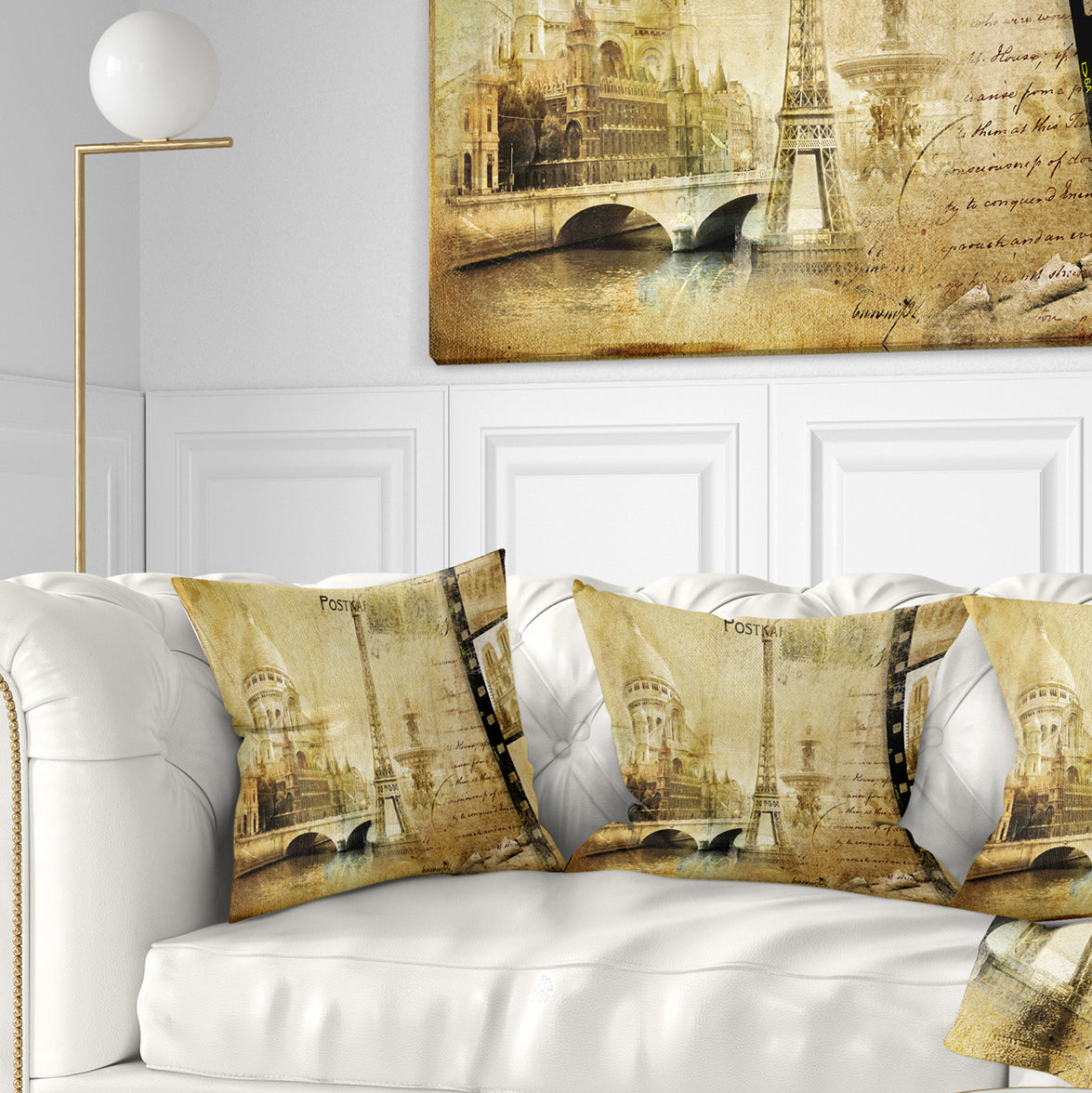 Paris Memories - Vintage Throw Pillow
