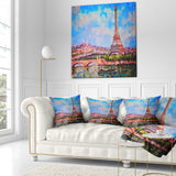 Colorful Eiffel and Sacre Coeur - Photography Throw Pillow
