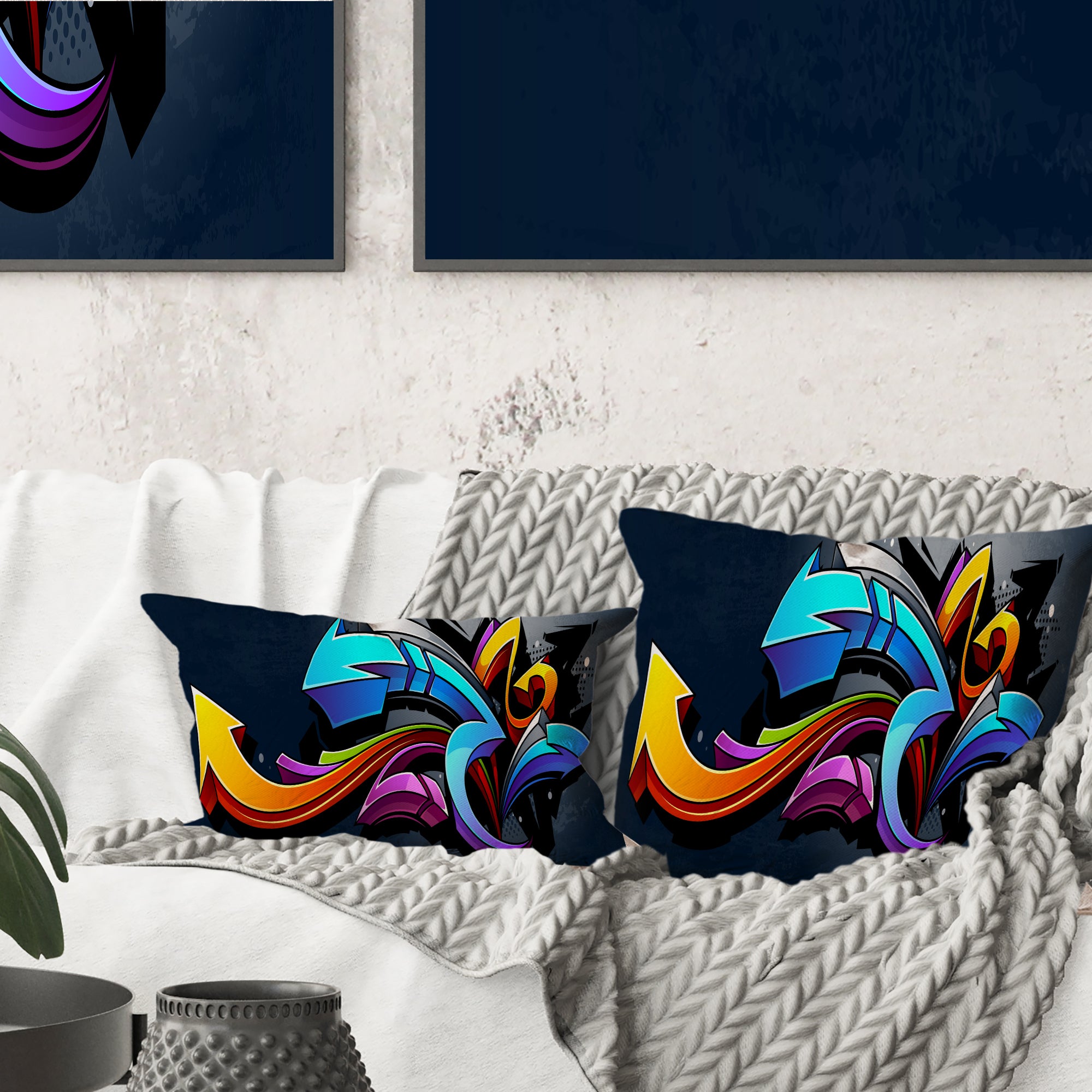 Direction Street Art - Graffiti Throw Pillow