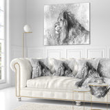 Lion Tattoo Illustration Art - Abstract Throw Pillow