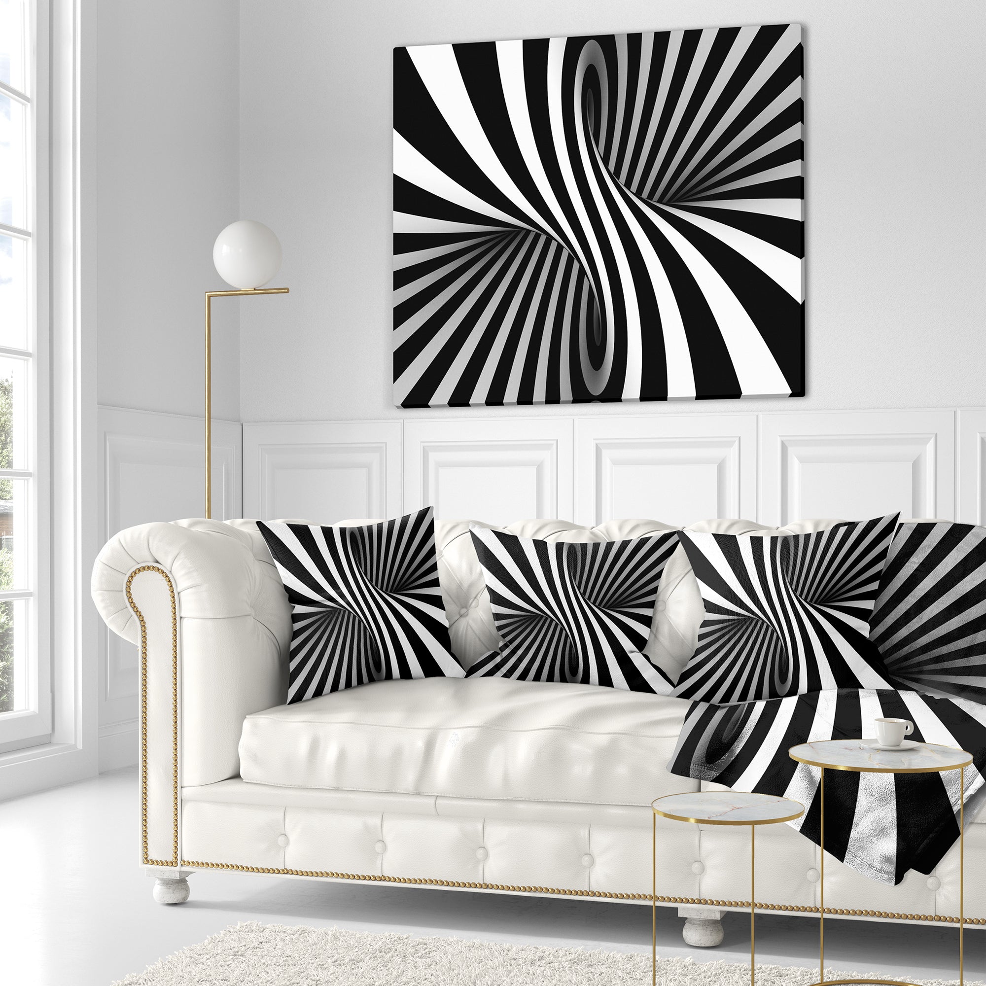 Black and White Spiral - Abstract Throw Pillow